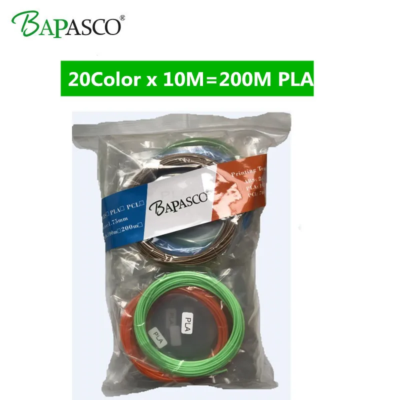 

20 Packs 200 Meter PLA Filaments BAPASCO Factory 3D Pen PLA Material Modeling Stereoscopic For 3D Printer Pen Plastic wire rod