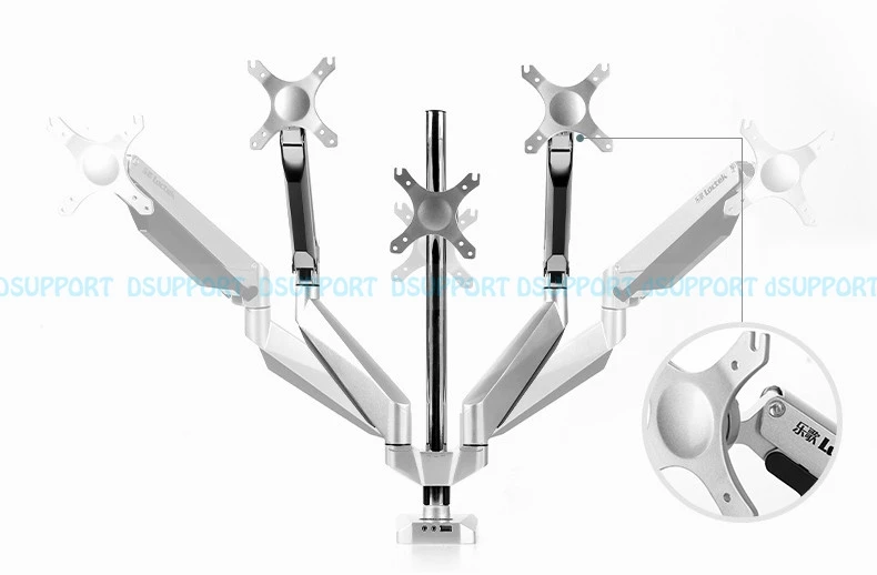 Loctek D7T алюминиевый сплав газовая пружина полный движения тройной экран монитор держатель с USB и аудио порт
