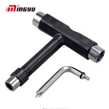 

Mini Universal T Shape Wrench Skateboard Spanner Tools Skate Board Nuts Adjusting Tools Outdoor Portable Pocket Tool