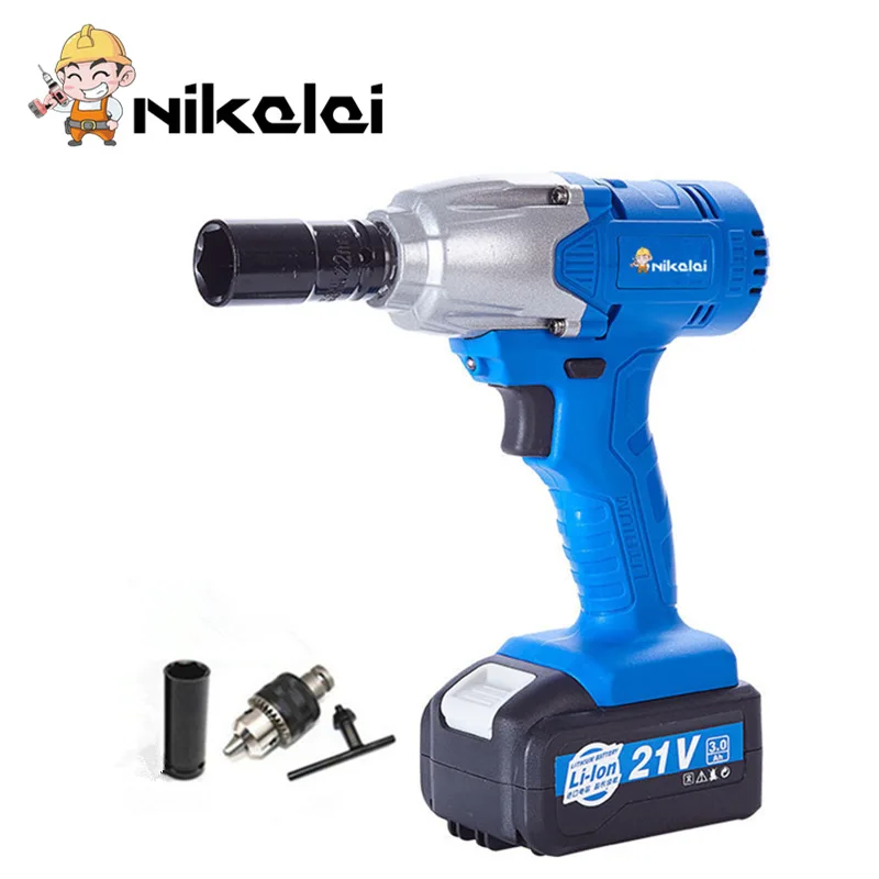 Nikalai 1 2 Li Ion 21v 3 0ah Lithium Battery Socket Wrench Nikalai 1 2 Li Ion 21v 3 0ah Lithium Battery Socket Wrench Electric Impact Car Tyre Wheel Cordless Drill Tool In Wrenches From