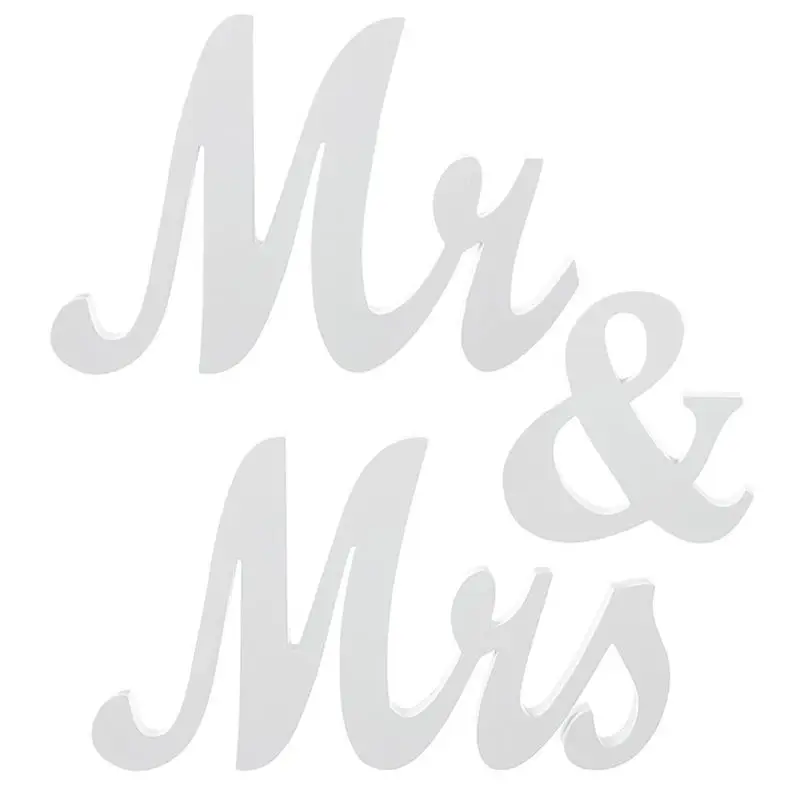 Деревянный знак Mr and Mrs свадебное украшение для милый декор стола Mr Mrs набор Mr& Mrs буквы украшения для свадьбы - Цвет: White