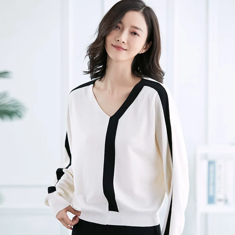 

Wool Knitted Pullovers Women Sweaters 2018 New Autumn Batwing Sleeve Casual Jumpers Striped Pull Femme Woman Knit Tops