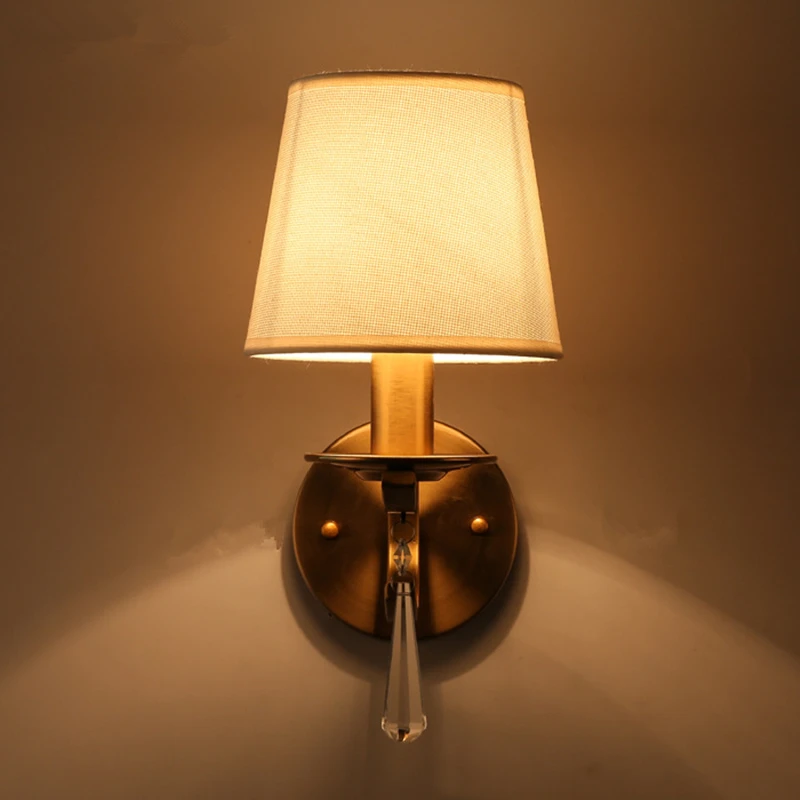 Классический винтажный Хрустальный настенный светильник, прикроватный золотой настенный светильник, хрустальное настенное бра E14, светодиодная лампа для чтения в спальню AC110~ 220V ZBD0022