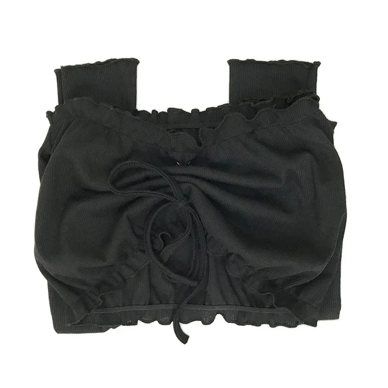 fashion folds autumn sexy strapless crop tops-7