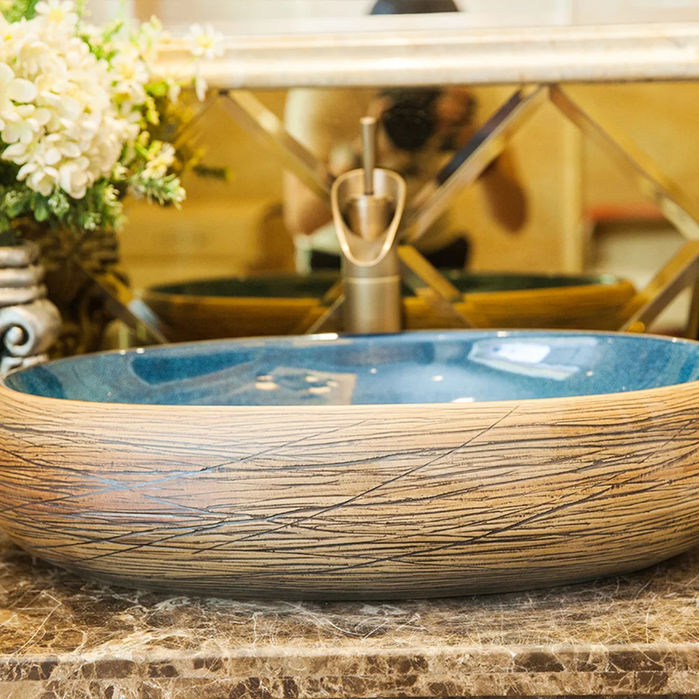 Американская Ретро керамическая раковина для ванной комнаты умывания над