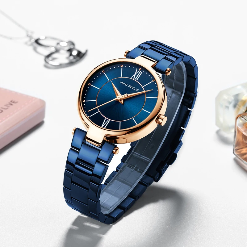 MINI FOCUS Quartz Watches for Women Stainless Steel Simple Wristwatch for Lady Woman Waterproof Relogios Clock MF0189L Blue MINI FOCUS Quartz Watches for Women Stainless Steel Simple Wristwatch for Lady Woman Waterproof Relogios Clock MF0189L Blue