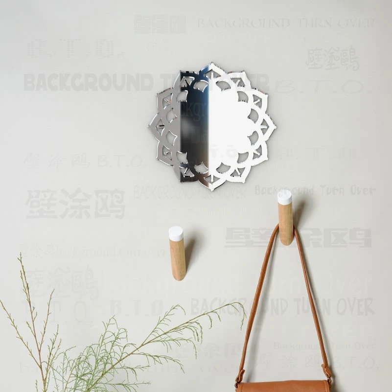 

Mirror Wall Vanity Body Mirrors For Living Room Decor Decorative Vintage Hanging Shower Kawaii Makeup Small Round Flower M019