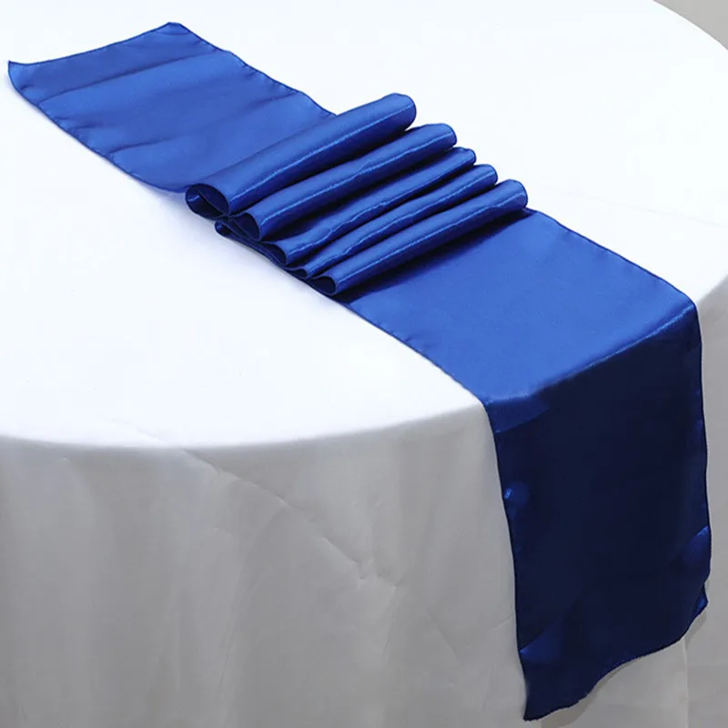 50pcs 30 x 275cm Satin Table Runners Silk Ribbon Table Flags Table