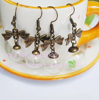 

Freeshipping! Wholesale 100set/lot air-corn Glass Globe Glass Bubble & findings DIY Glass wish ball dangle earring