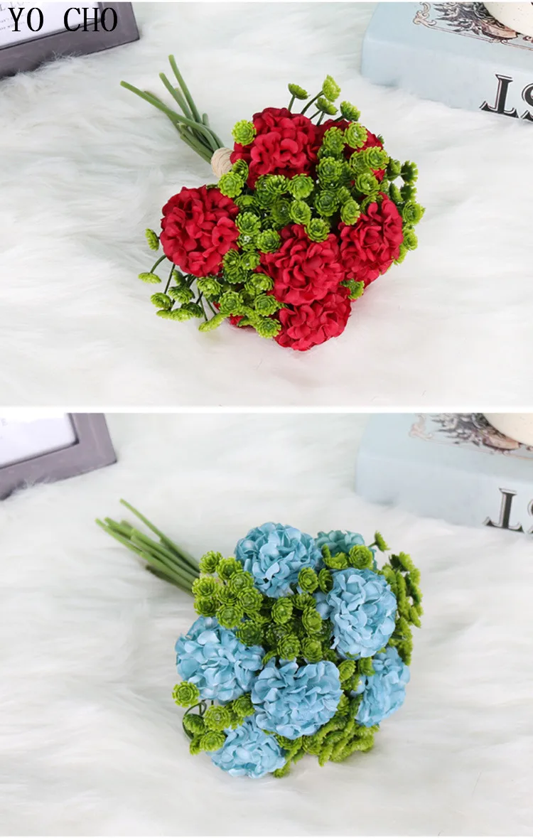blue display flowers mini hydrangea flower artificial silk hydrangea blue bouquet plastic plants fake flower hydrangea plants home decoration accessories for wedding high quality from China for christmas decor hydrangea hea (3)