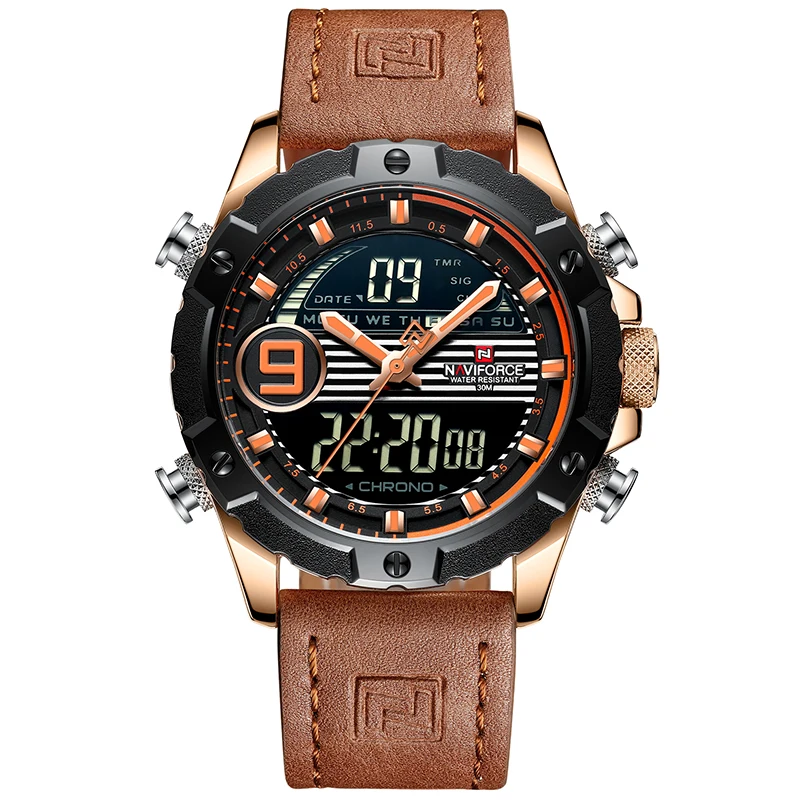 Топ люксовый бренд NAVIFORCE мужские спортивные часы кварцевые цифровые модные