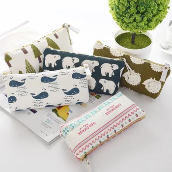 

1 Pcs simple Pencil Case Whale Canvas Big Zipper Estuches School Pencil Box Pencilcase Pencil Bag School Supplies Stationery