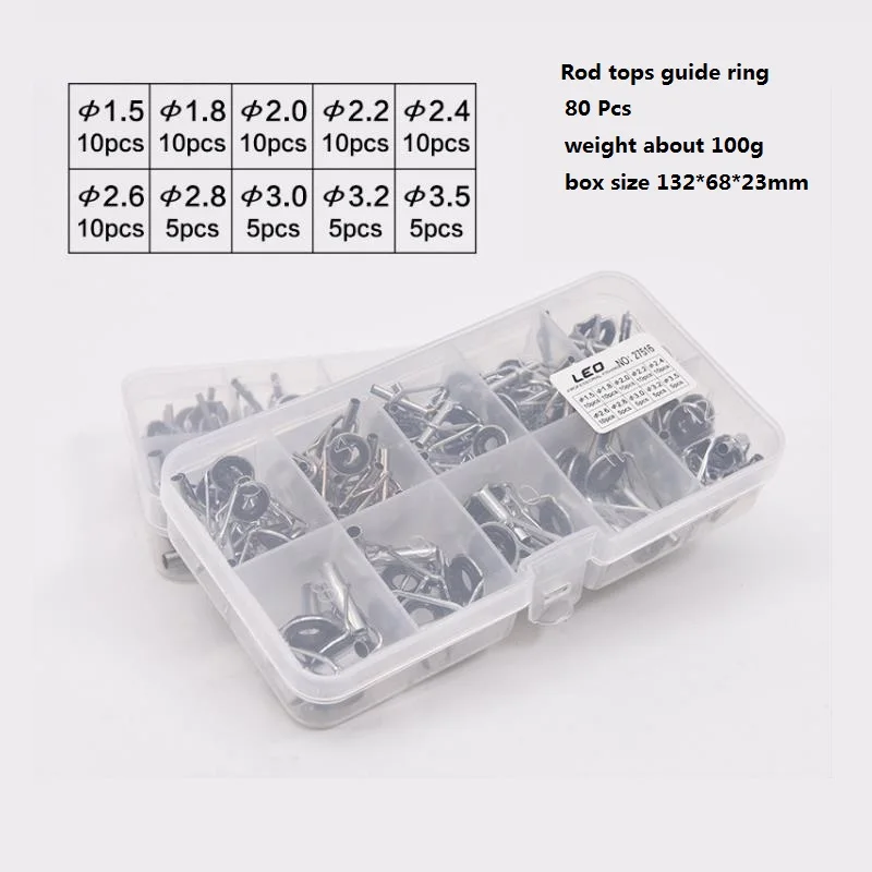 

Free Shipping Rapid 80 PCS Fishing Rod Guide Ring toos Diameter 1.5 1.8 2.0 2.2 2.4 2.6 2.8 3.0 3.2 3.5 Fishing Gear Accessories