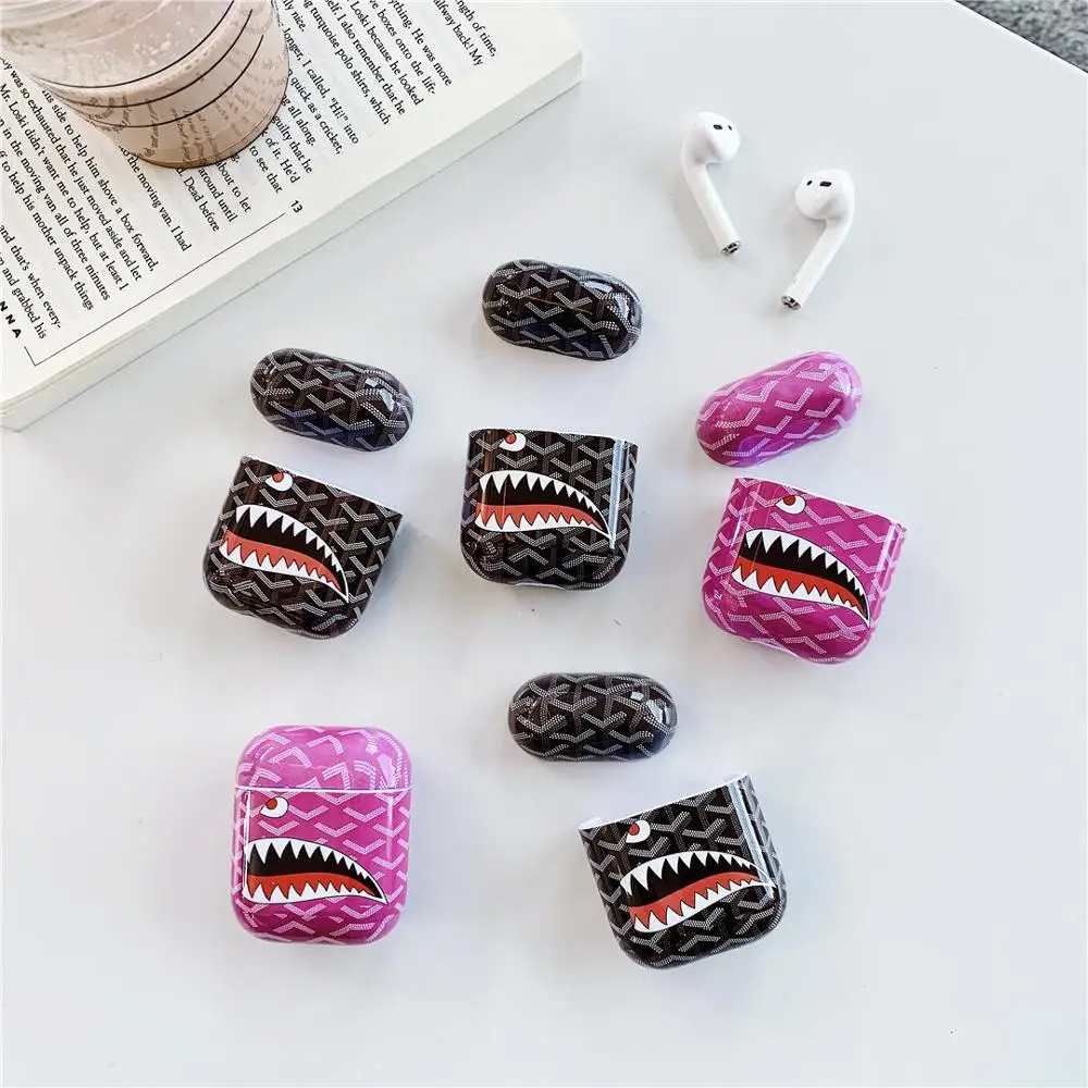 

fashion Brand Big mouth shark luxury hard For Apple new Airpods 1/2 Shockproof Cover wireless Bluetooth Earphone protective case