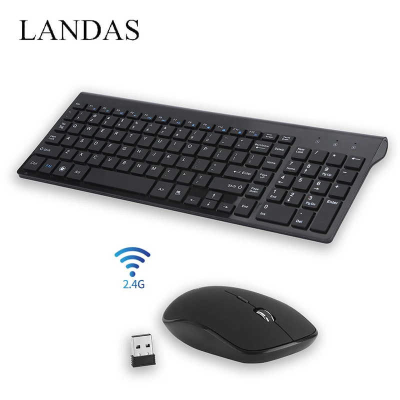 

Landas Wireless Keyboard And Mouse For PC Notebook 2.4G USB Wireless Keyboard Mouse Combo For Windows XP 7 8 10 Home Office
