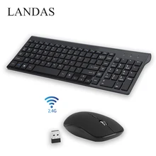Landas Wireless Keyboard And Mouse For PC Notebook 2.4G USB Wireless Keyboard Mouse Combo For Windows XP 7 8 10 Home Office landas arabic keyboard bluetooth wireless german keyboard arabic for iphone for sumsang smartphone desktop for windows xp 7 8 10