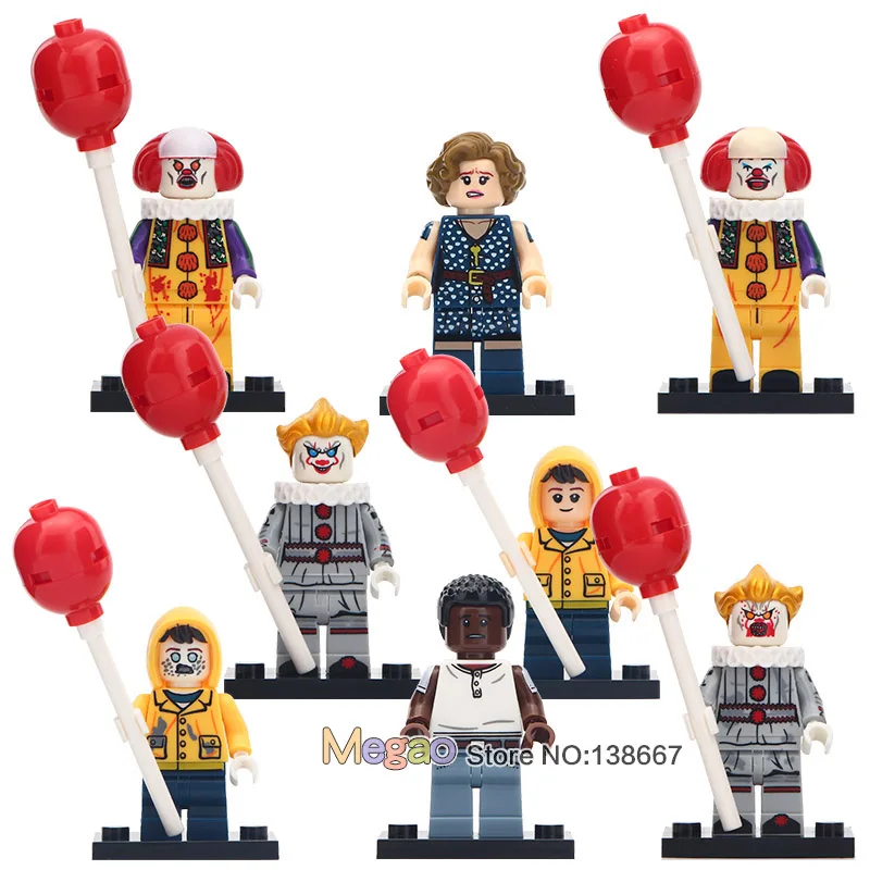 

10 Lots of The Clown Action Set Horror Film Pennywise Beverly George Model Building Blocks Toys For Children