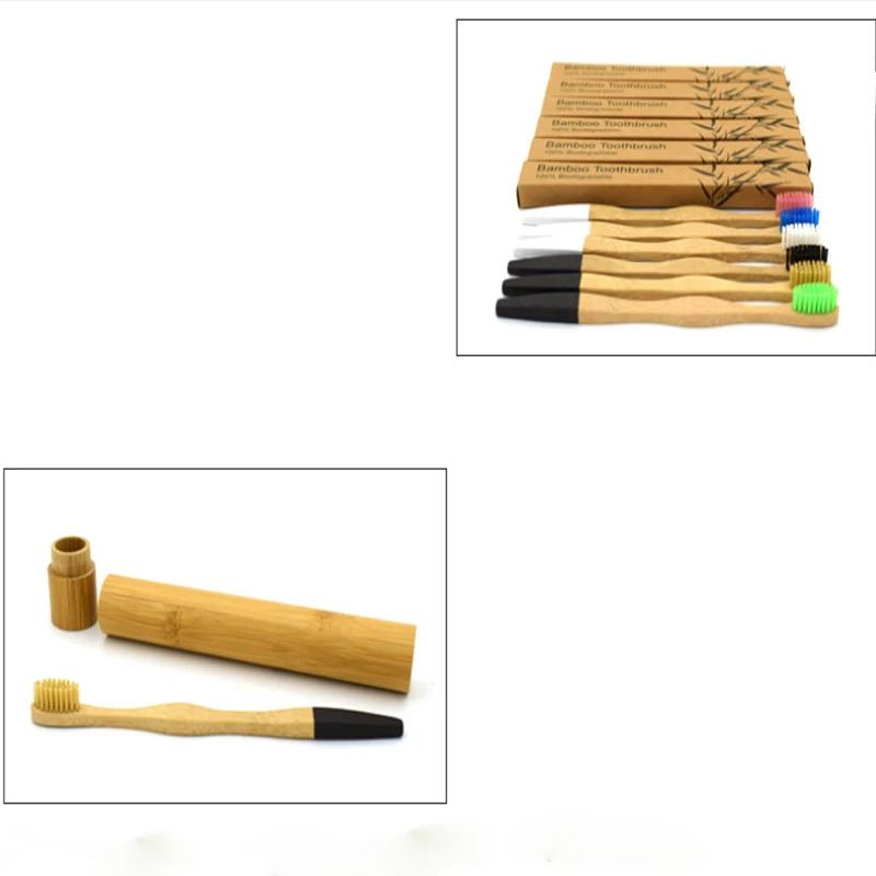 1 шт натуральный эко-мягкой щетиной бамбуковой ручкой Зубная щётка деревянная зубная щетка Крафт Упаковка