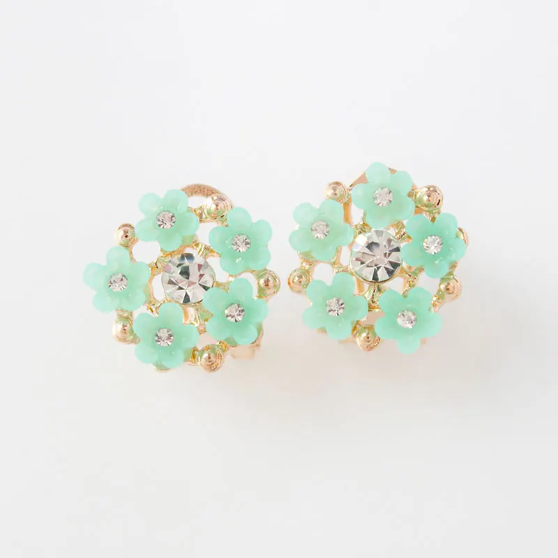 

F&U New Fashion Unique Design Gold Color Flower Shaped Zinc Alloy Clear Rhinestone Stud Earrings