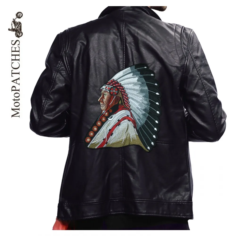 MotoPATCHES Indian Chief Motorcycle Jacket Biker Vest Patches For Clothes Large Skull