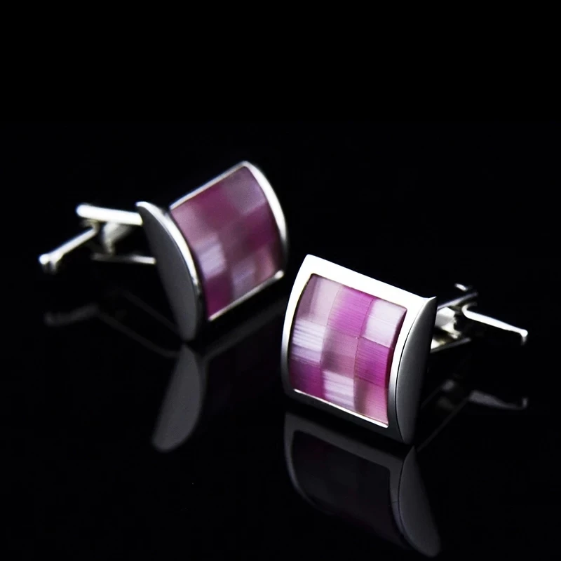 

Bridegroom Wedding Party Business Men French Shirts Cuff Links Rose Red Shell Opal Cufflinks Silvery Cufflink With Gift Bag