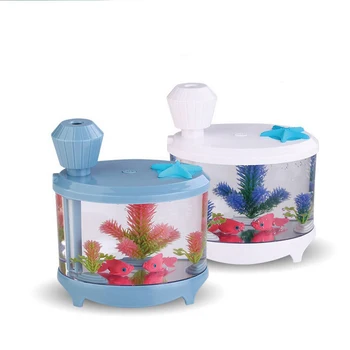 

New LED Light Multifunction Desktop Fish Tank Humidifer Colorful Changing Mini USB 460 ML Air Diffuser Purifier Aquarium