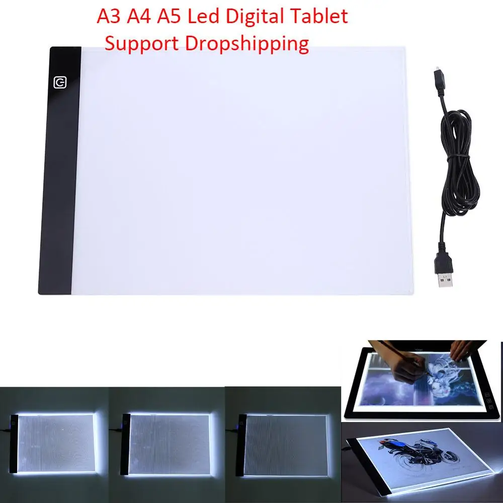 

Graphics Tablet A3 A4 A5 LED Drawing Tablet Thin Art Stencil Drawing Board Light Box Tracing Table Pad Three-level Dropshipping