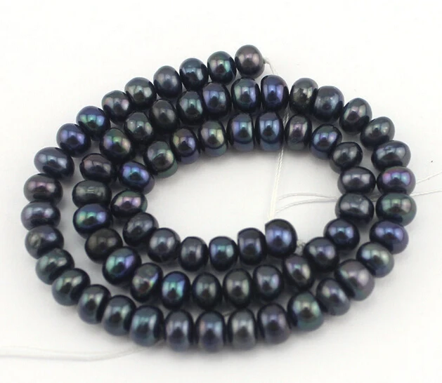

Hot sell ->@@ N567 5Strand Natural 7-8mm Black Freshwater Cultured Pearl Loose Beads 15'' -Top quality free shipping