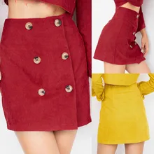 Женская сексуальная Casua Кнопка lParty Высокая талия и бедра длинные юбки_3.18