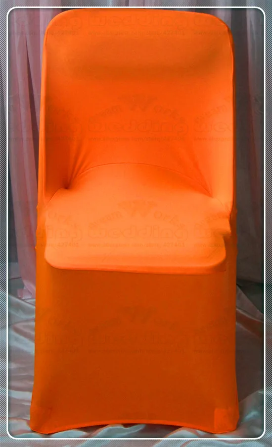 1-2-100 шт покрывало на складное кресло лайкра крышка стула/чехлы на стул из спандекса/свадебные чехлы для стула для украшения свадьбы и вечерние - Цвет: Neon Orange