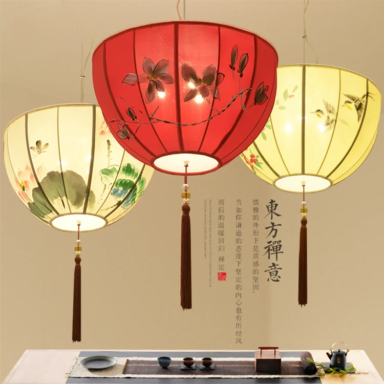 

New Chinese Style Chandelier Hand-painted Lantern Antique Restaurant Aisle Living Room Restaurant Creative Wind Lamp ZL186