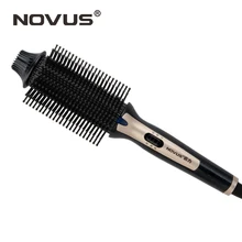 NOVUS Электрический Выпрямитель для волос, железная щетка, керамическая плойка для волос, двойное использование, прямые и локоны, гребень, Воздушная челка, женские Инструменты для укладки