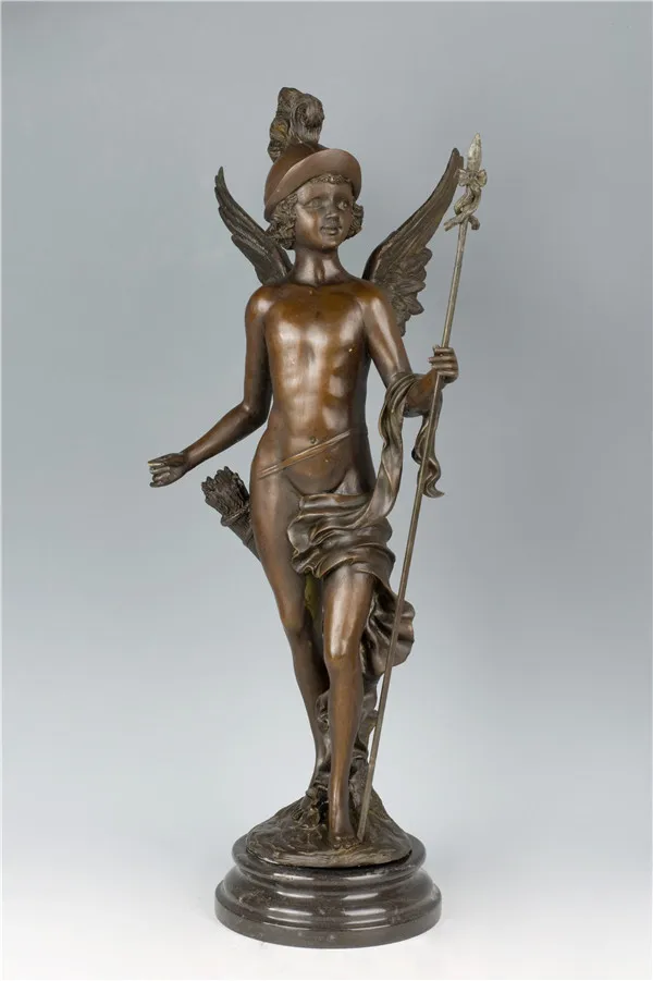 Arts Crafts Copper Bronze Greek mythology Cupid statue love god vintage