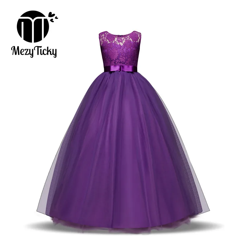 Летние для девочек-подростков свадебное платье Дети Тюль Кружева Длинные платья ребенок элегантный церемоний платье принцессы вечеринка в честь Дня Рождения, конкурс красоты
