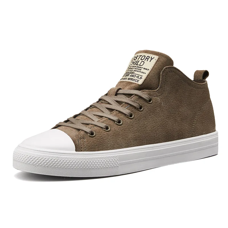 

Leisure Genuine Leather Men Casual Shoes Fashion Solid Lace-up Flat Vulcanize Shoes Sewing SpringAutumm Breathable Boys Sneakers