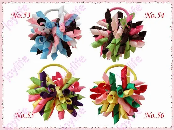 

free shipping 220pcs 3'' fashion korker hair bow elastic mix color girl hiar holders