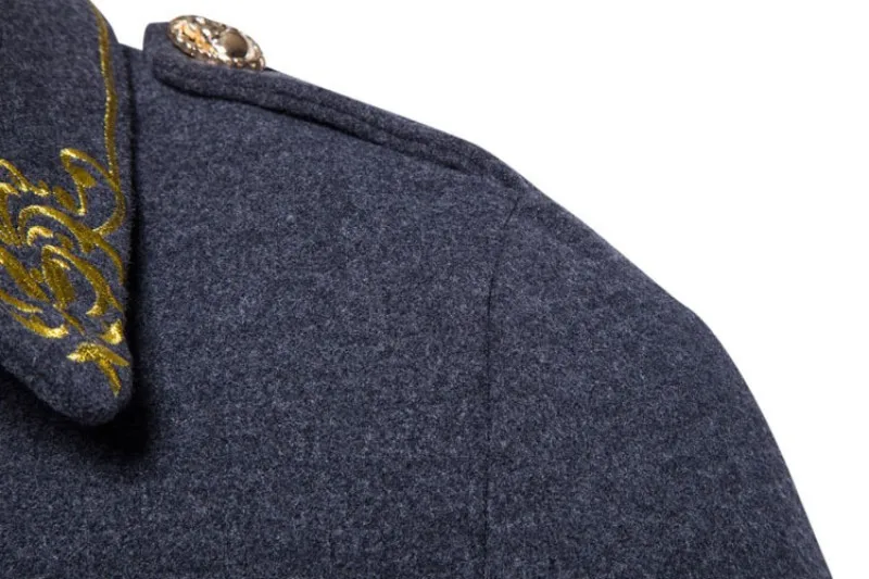 Ретро британское двубортное мужское шерстяное пальто с модной вышивкой и воротником с лацканами, Мужское пальто, зимнее шерстяное пальто Sobretudo