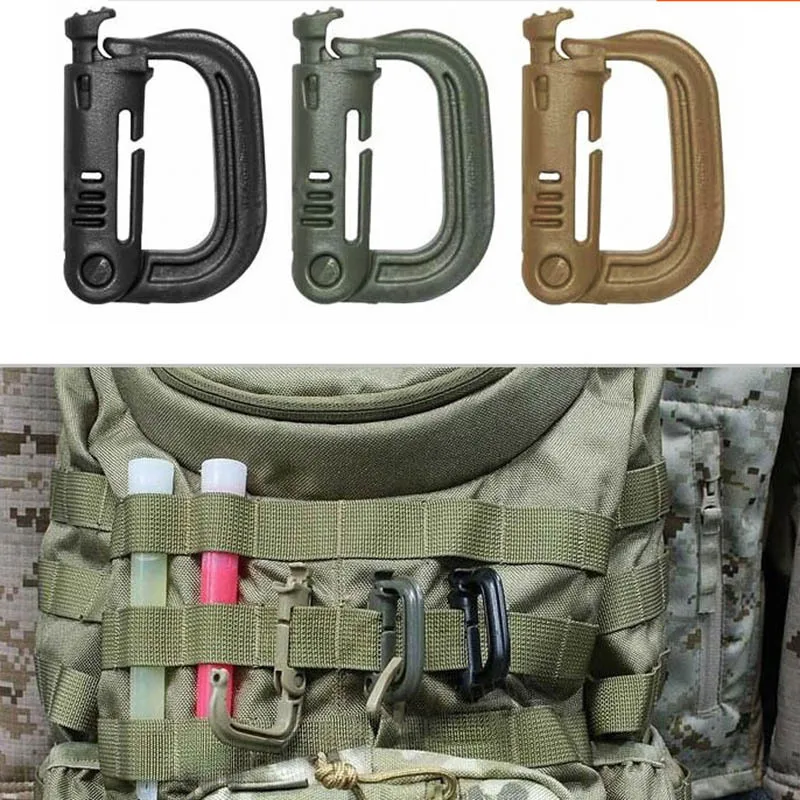 

Molle Tactical Backpack Carabiner Outdoor Plastic EDC Shackle Carabiner Practical ABS Snap D-Ring Clip Keyring Locking Ring 1PC