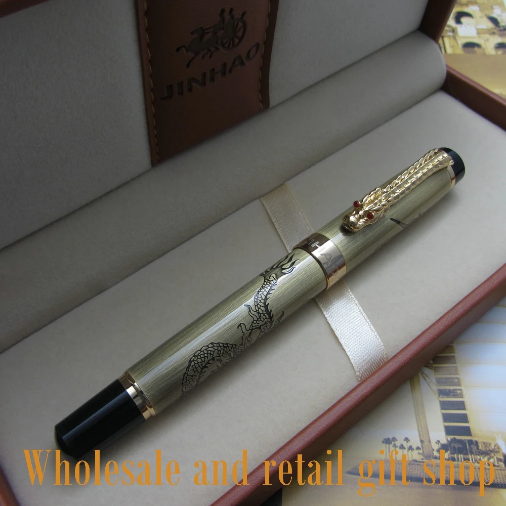 JINHAO K600 гравировка Дракон и клипса с драконом перьевая ручка металлическая подарочная ручка чернильная ручка