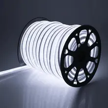 Tira de neón LED Flexible para decoración, cinta de neón con enchufe europeo, AC220V, WiFi, RGB, resistente al agua, color blanco cálido