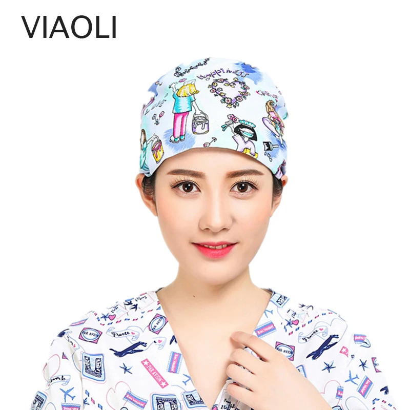 

New arrived printing Surgery hat operating room hats beauty doctors work cap cotton pet doctor hat dentist caps