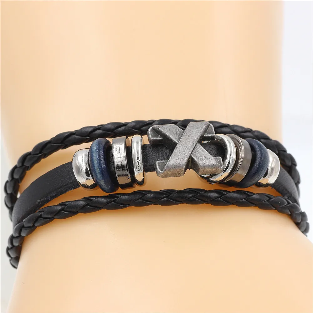English Letter X Bracelet 2017 new fashion Design Genuine Leather