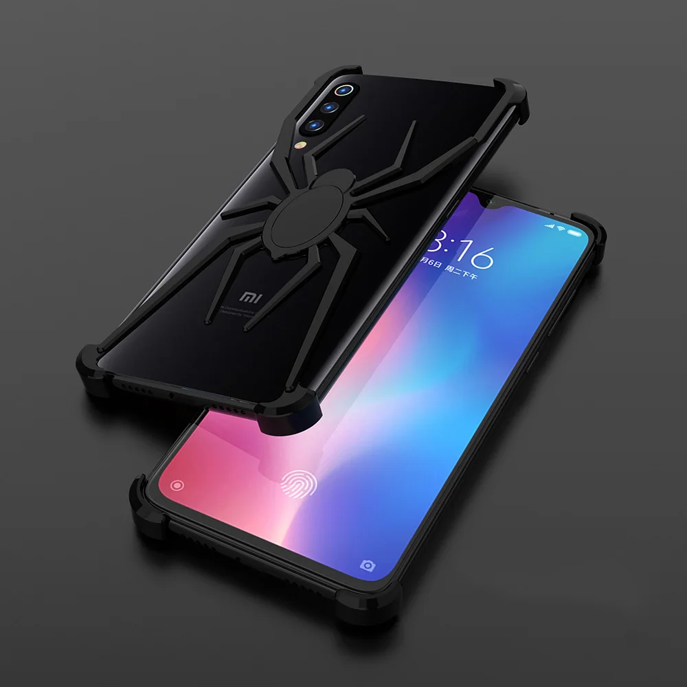 Стильный металлический чехол с пауком для Xiaomi mi 9, роскошный тонкий жесткий алюминиевый металлический чехол-бампер для Xiaomi mi 9 mi 9 Explorer - Цвет: Full Black