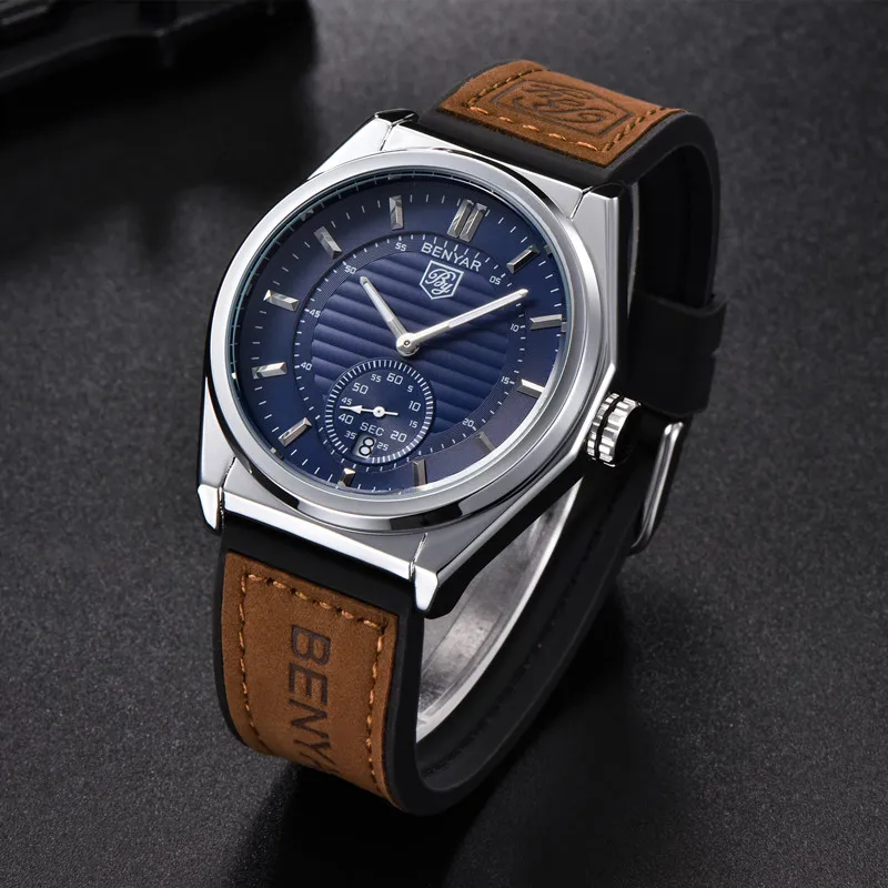 BENYAR Fashion Quartz Men Watch Top Brands Luxury Stainless Steel Military Waterproof Clock Leather gift watch Relogio Masculino