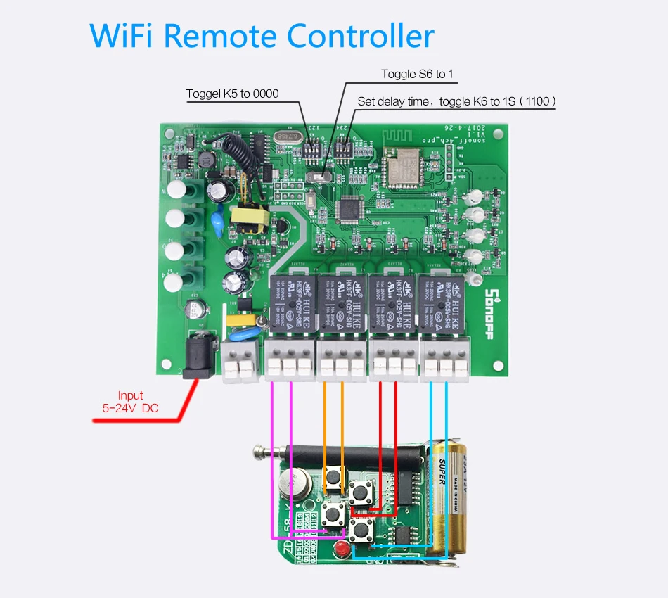 Sonoff 4CH Pro R2 433 МГц 4 канала RF беспроводной дистанционный Wifi умный переключатель инчинг интерлок реле работа с Alexa Google Home