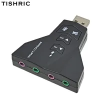 TISHRIC 7.1 karta dźwiękowa USB zewnętrznych Microphne zestaw słuchawkowy z głośnikiem 3.5mm złącze USB Adapter Audio interfejs karty dla komputera Mac laptopa