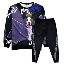 Толстовка с 3D принтом собаки короля, мужские и женские спортивные костюмы в стиле хип-хоп, Уличная Повседневная Толстовка+ штаны для бега, комплекты 7XL 6XL