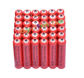 

36x AAA 1800mAh 3A 1.2 V Ni-MH Red Rechargeable Battery Cell for MP3 RC Toys