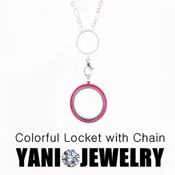 

10pcs/lot Free shipping Alloy 30mm Colorful Floating Locket for Charms Magnetic Glass Locket with Chain