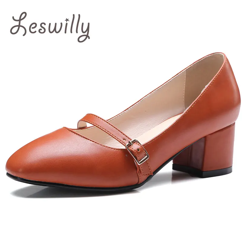 

Lsewilly 2017 Big Size 34-43 Casual Shallow Pumps Thick High Heel All Match Shoes Woman Solid Comfort Spring Summer Pumps SS681